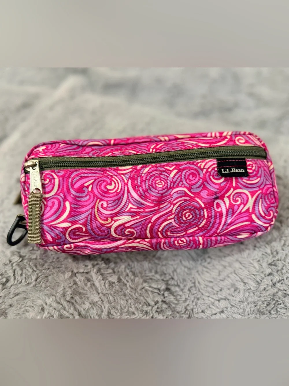 L.L. Bean Vintage Pink Swirl Zippered Pencil Pouch